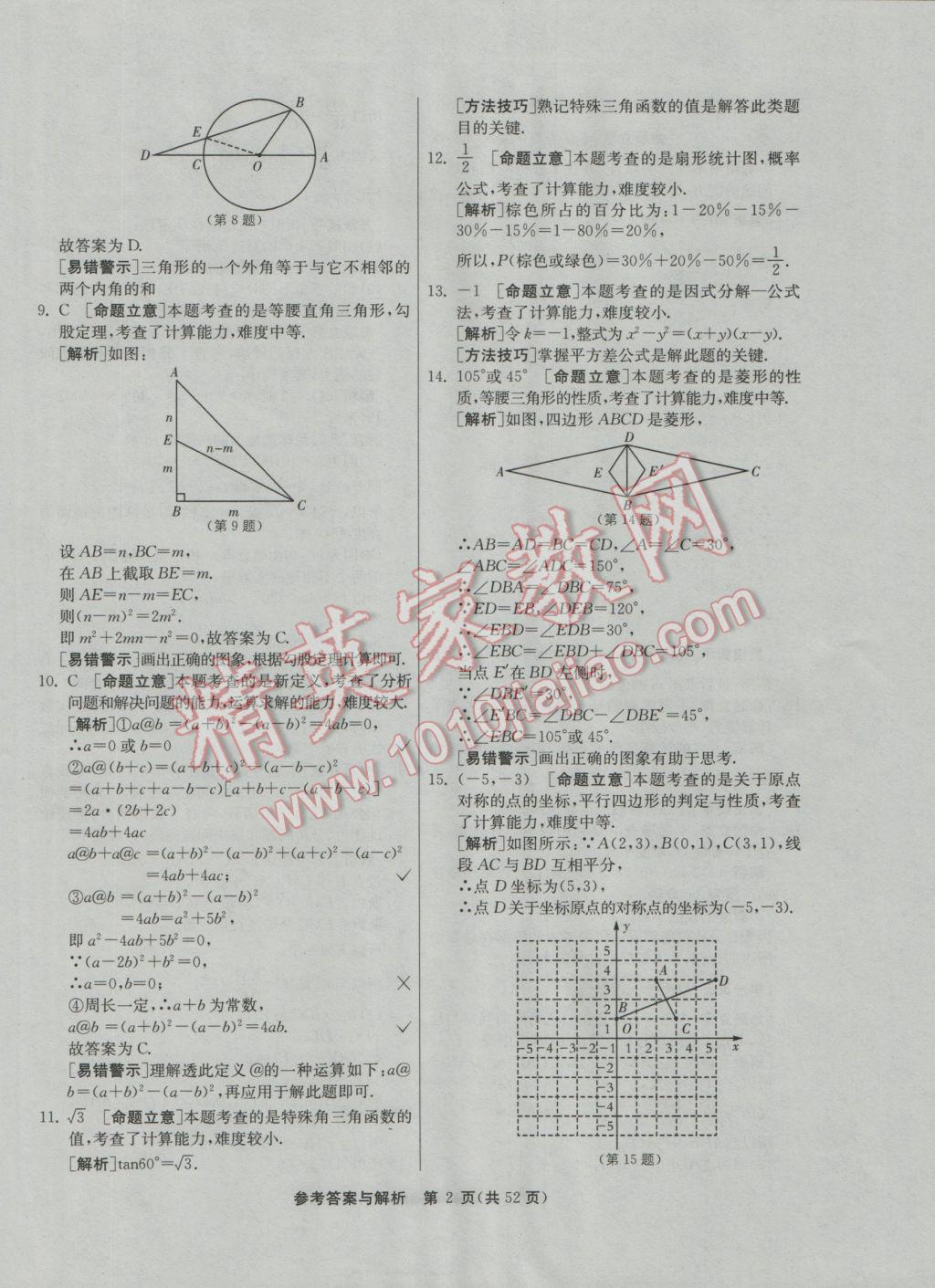 2017年春雨教育考必勝浙江省中考試卷精選數(shù)學(xué) 參考答案第2頁