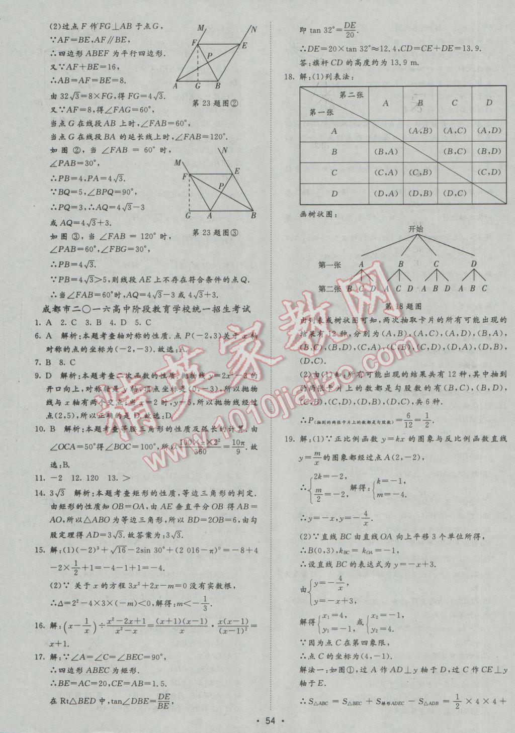 2017年正大圖書中考試題匯編山東省17地市加13套全國卷數(shù)學 參考答案第54頁