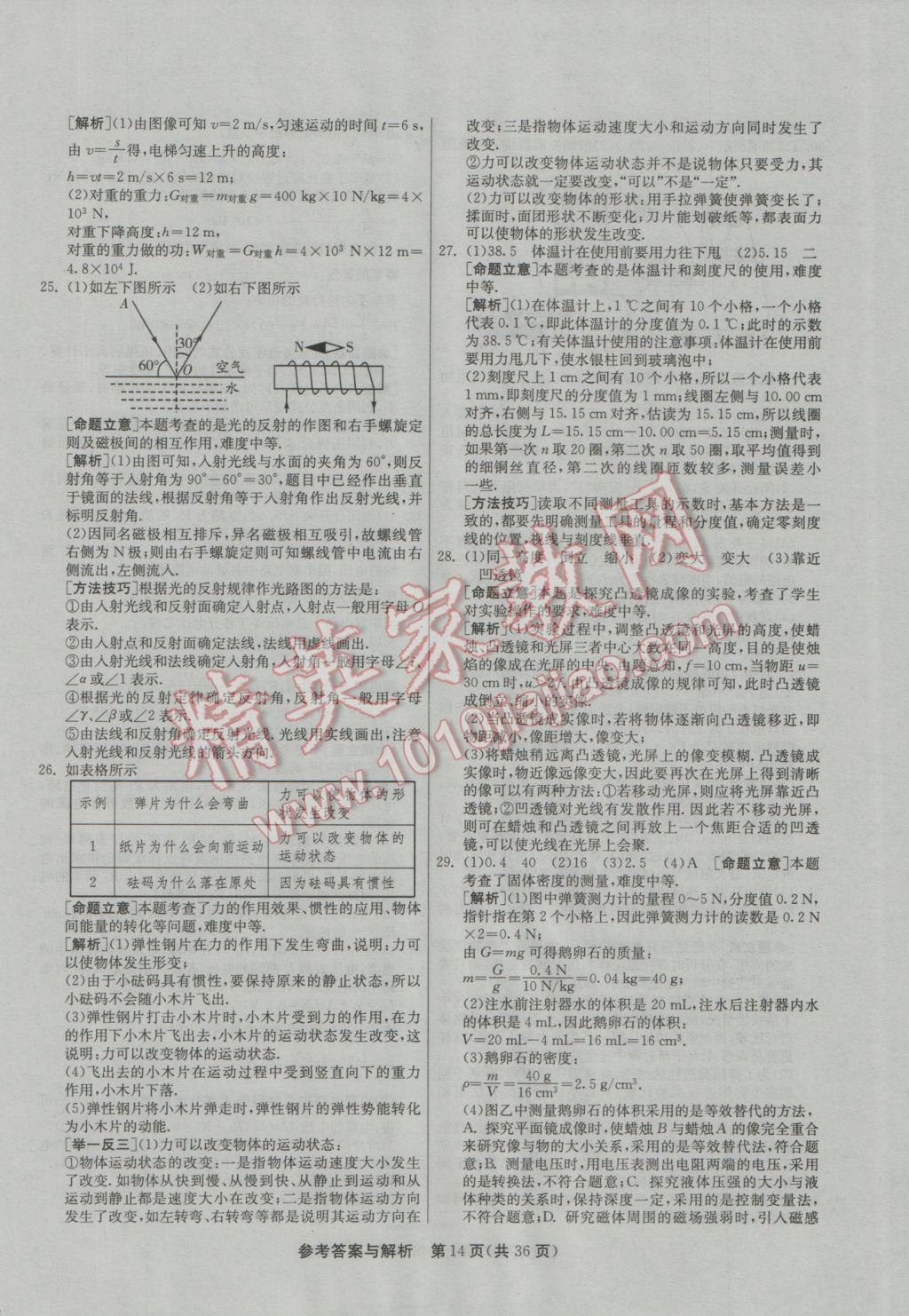 2017年春雨教育考必勝福建省中考試卷精選物理 模擬試卷參考答案第42頁