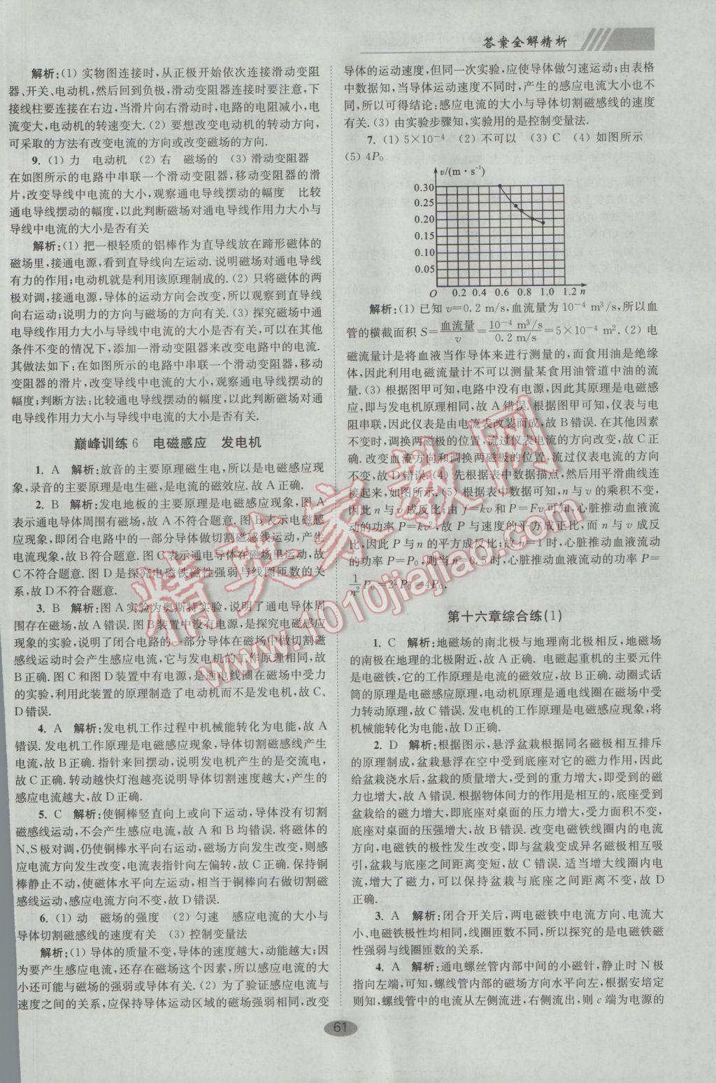 2017年初中物理小題狂做九年級(jí)下冊(cè)蘇科版巔峰版 參考答案第11頁(yè)