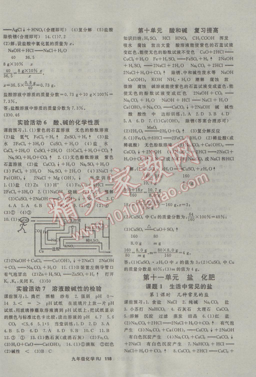 2017年名师大课堂九年级化学下册人教版 参考答案第6页