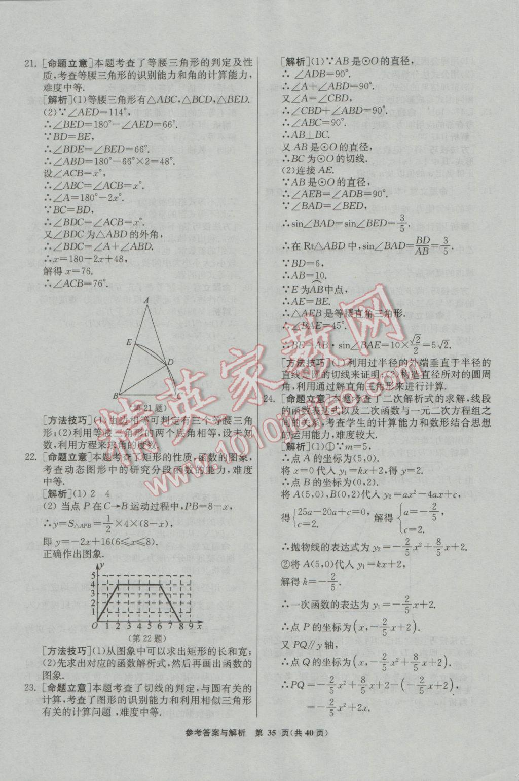 2017年春雨教育考必胜福建省中考试卷精选数学 模拟试卷参考答案第71页