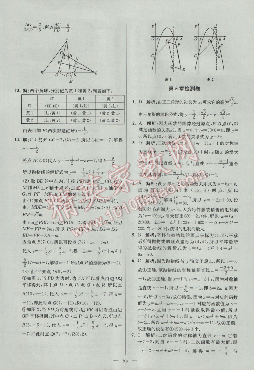 2017年初中數(shù)學(xué)小題狂做九年級(jí)下冊(cè)蘇科版提優(yōu)版 參考答案第55頁(yè)