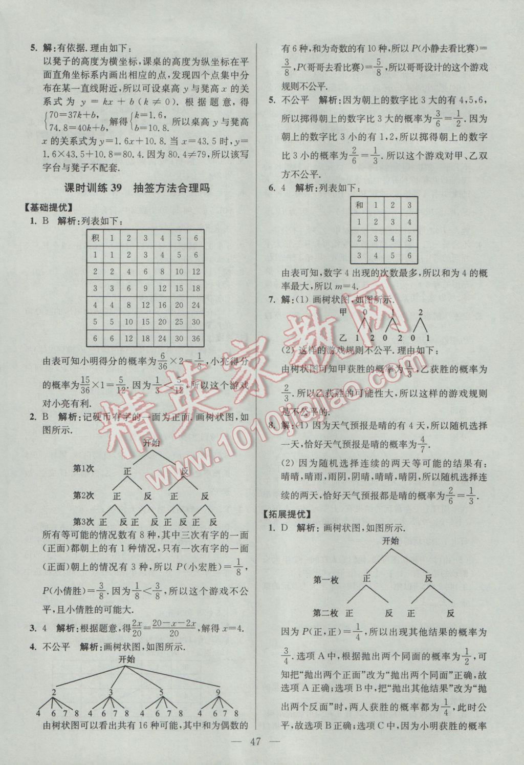 2017年初中數學小題狂做九年級下冊蘇科版提優(yōu)版 參考答案第47頁