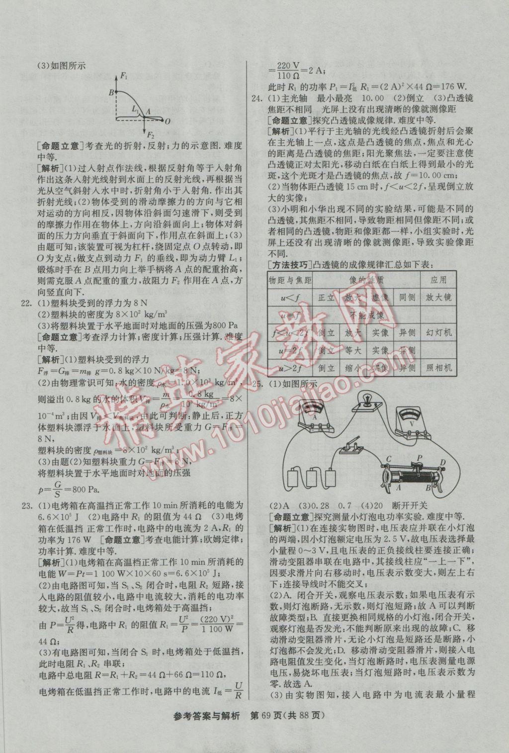 2017年春雨教育考必胜江苏13大市中考试卷精选物理 参考答案第69页