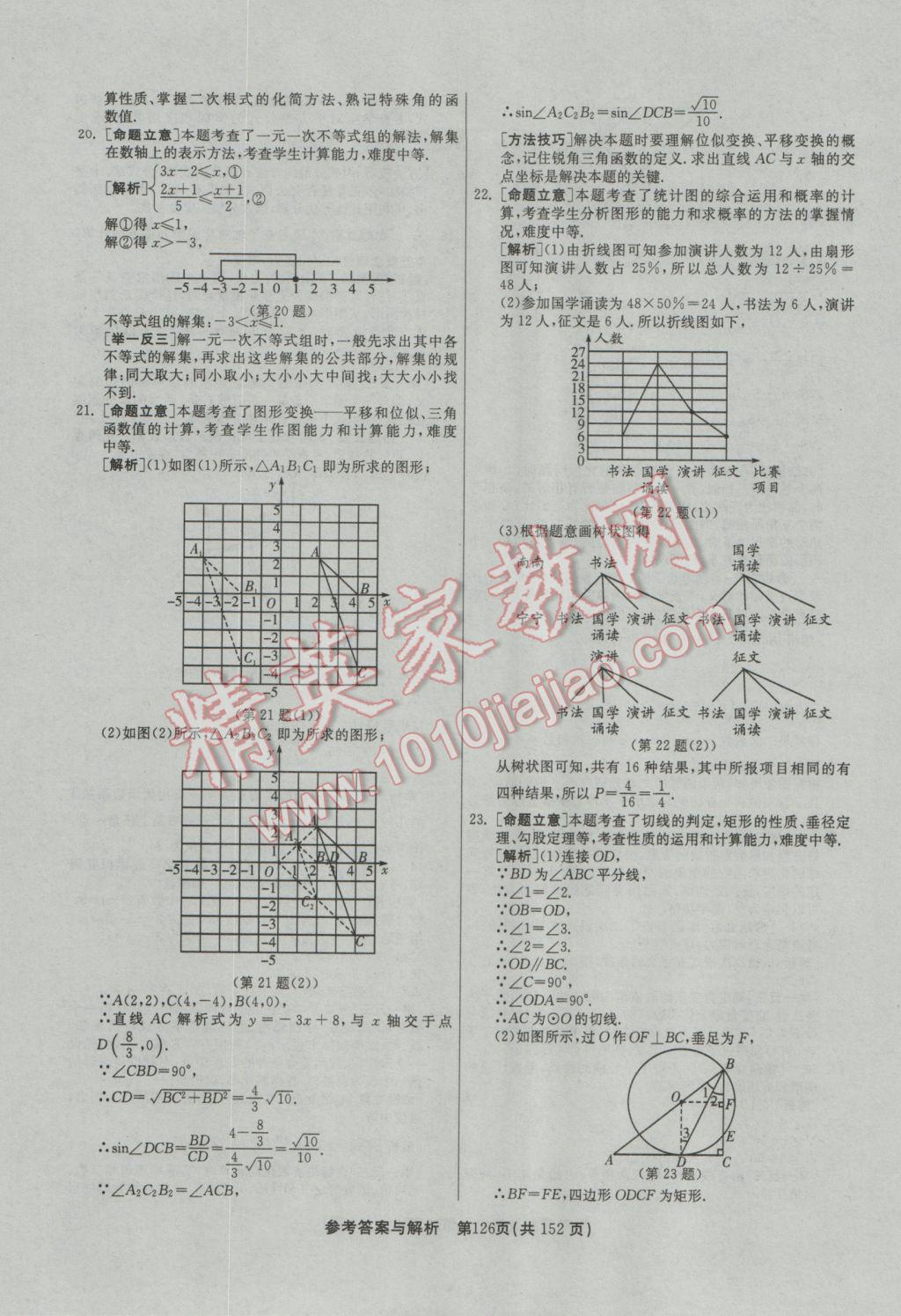 2017年春雨教育考必勝全國中考試卷精選數(shù)學(xué) 參考答案第126頁