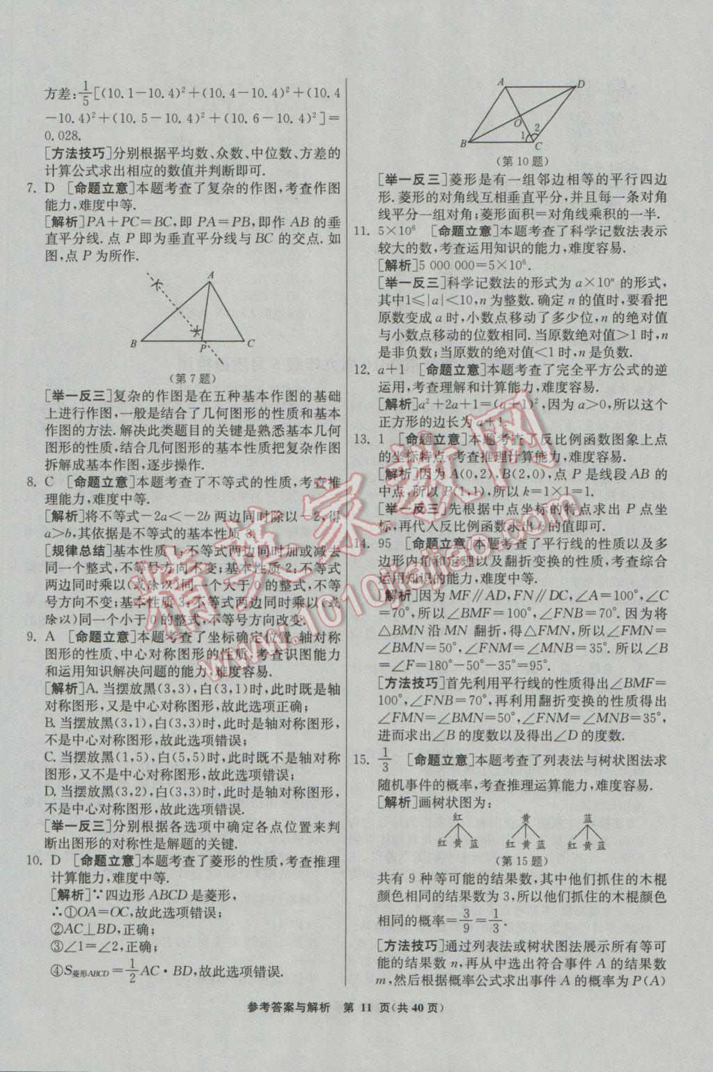 2017年春雨教育考必勝福建省中考試卷精選數(shù)學(xué) 模擬試卷參考答案第47頁