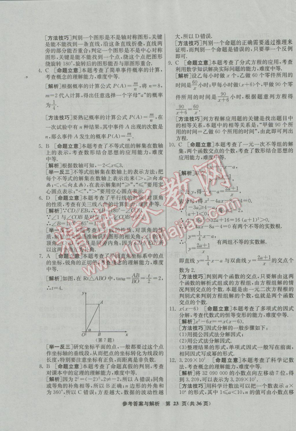 2017年春雨教育考必勝福建省中考試卷精選數(shù)學 參考答案第23頁