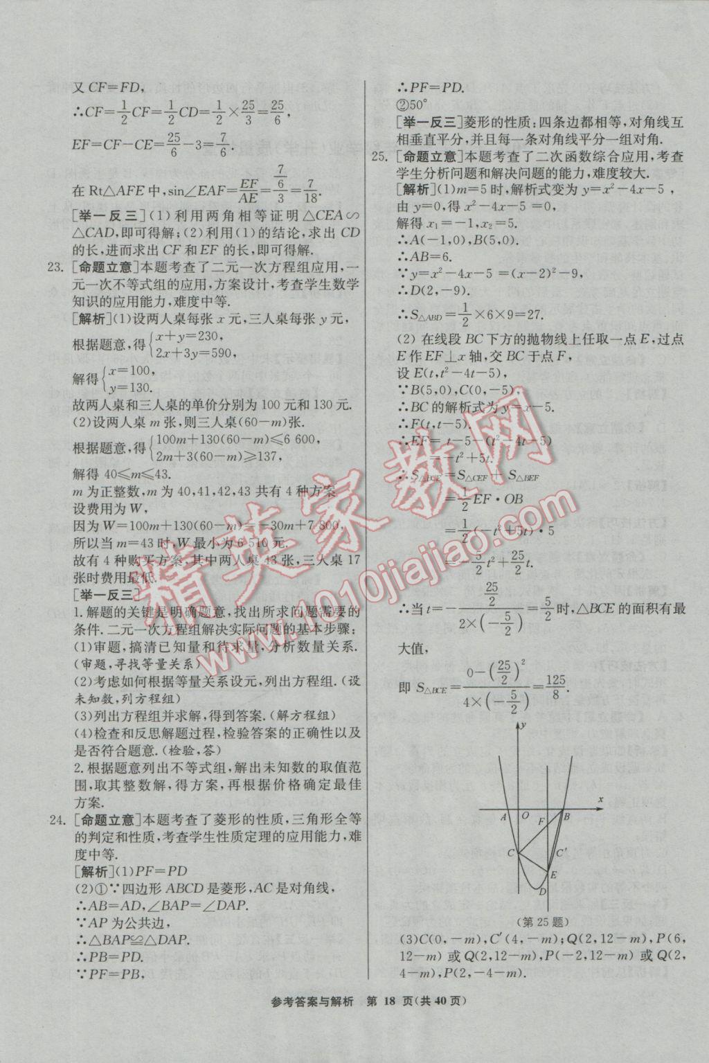 2017年春雨教育考必勝福建省中考試卷精選數(shù)學(xué) 模擬試卷參考答案第54頁