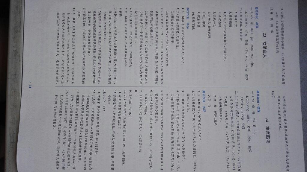 2016年人教金学典同步解析与测评学考练七年级语文上册人教版 第28页