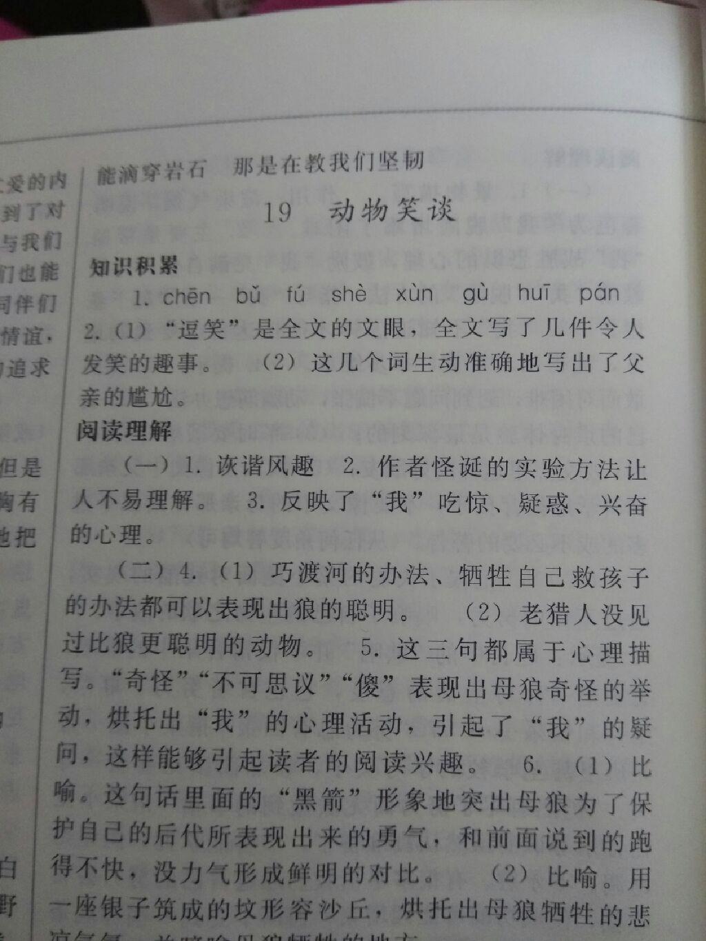 2016年同步练习册七年级语文上册人教版人民教育出版社X版 第36页