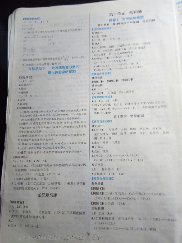 2016年同步导学案课时练九年级化学全一册人教版 第30页