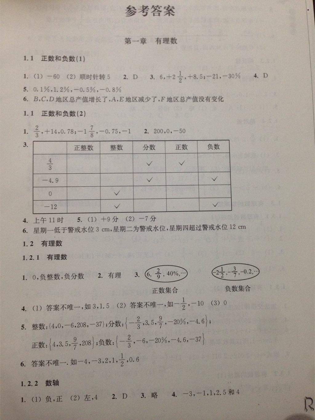 2016年作业本七年级数学上册人教版浙江教育出版社 第13页