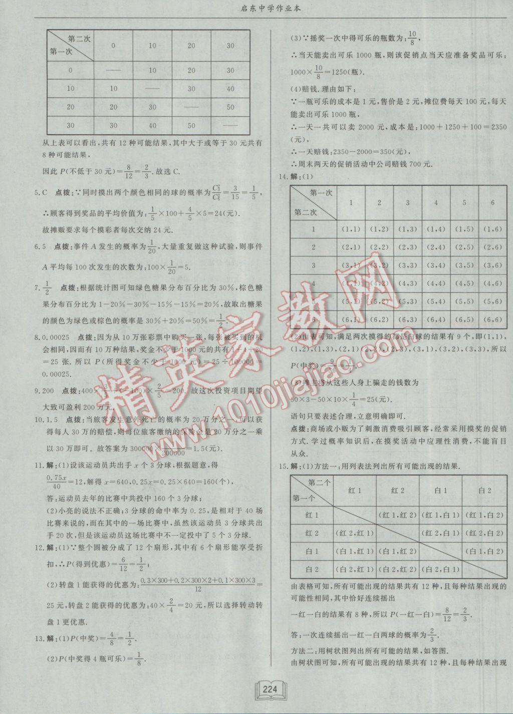 2017年啟東中學(xué)作業(yè)本九年級數(shù)學(xué)下冊江蘇版 參考答案第48頁