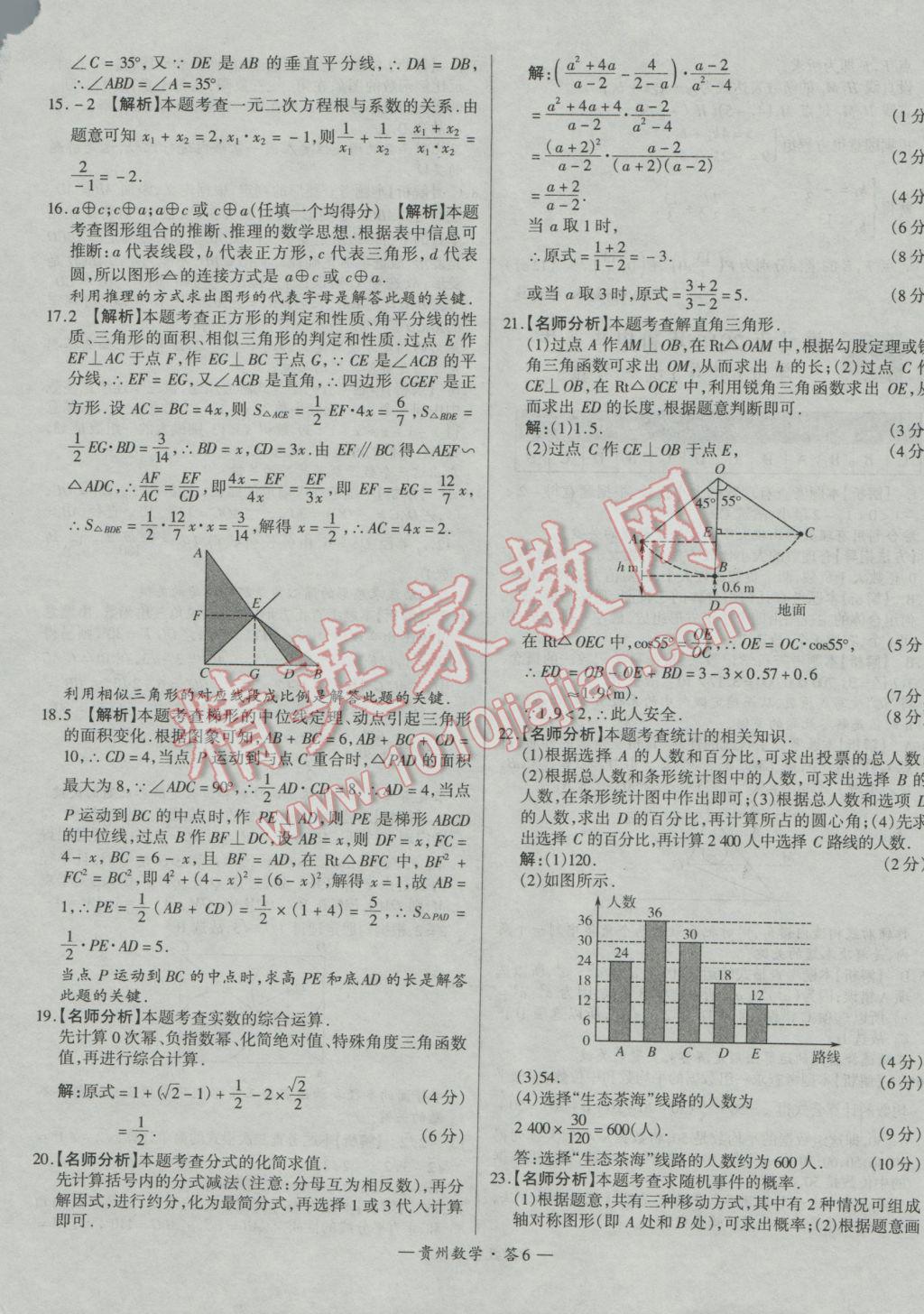 2017年天利38套貴州省中考試題精選數(shù)學(xué) 參考答案第6頁