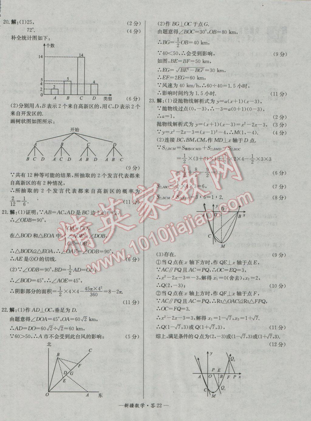 2017年天利38套新疆中考试题精选数学 参考答案第22页