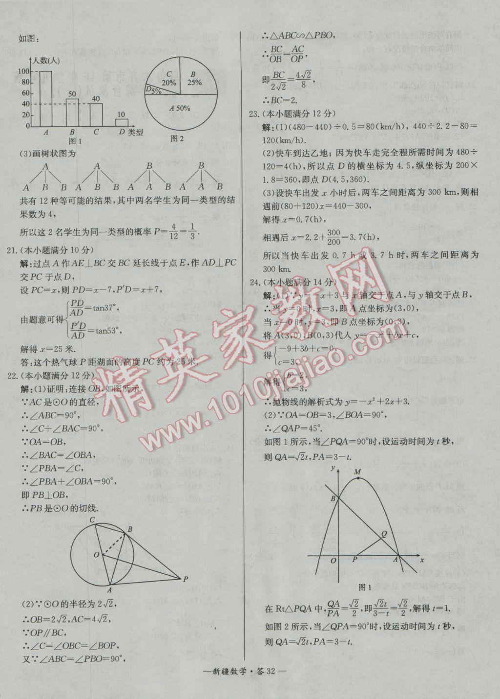 2017年天利38套新疆中考試題精選數(shù)學(xué) 參考答案第32頁