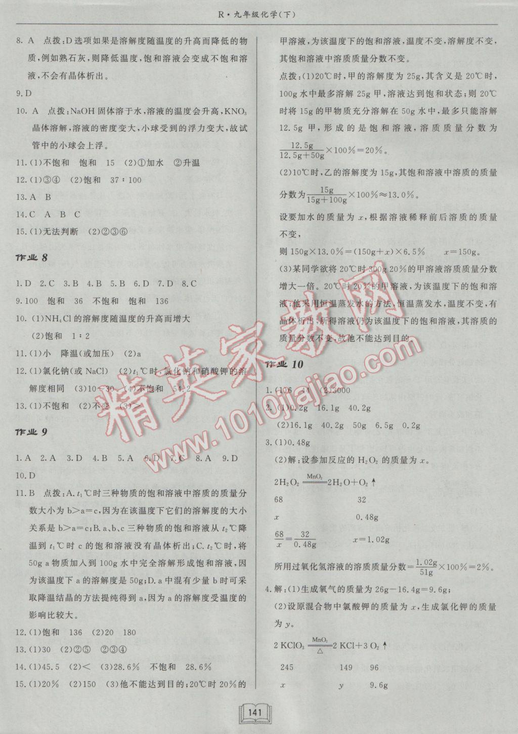 2017年啟東中學(xué)作業(yè)本九年級化學(xué)下冊人教版 參考答案第5頁