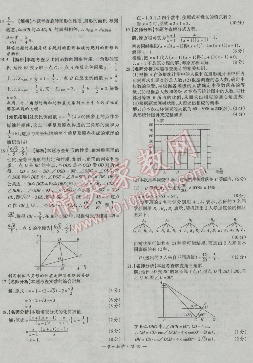 2017年天利38套貴州省中考試題精選數(shù)學(xué) 參考答案第19頁(yè)