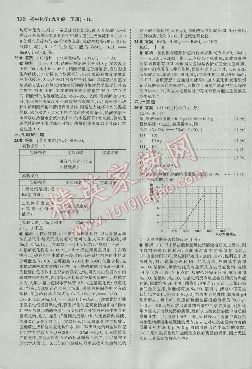 2017年5年中考3年模擬初中化學九年級下冊滬教版 參考答案第43頁