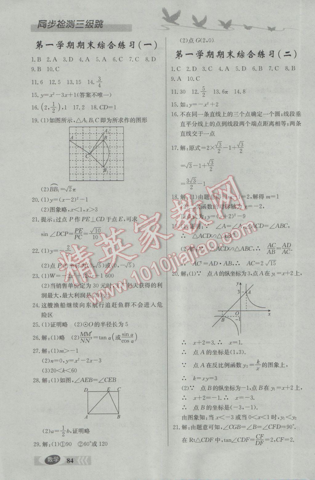 2017年同步檢測三級跳初三數(shù)學(xué)下冊北京課改版 參考答案第8頁