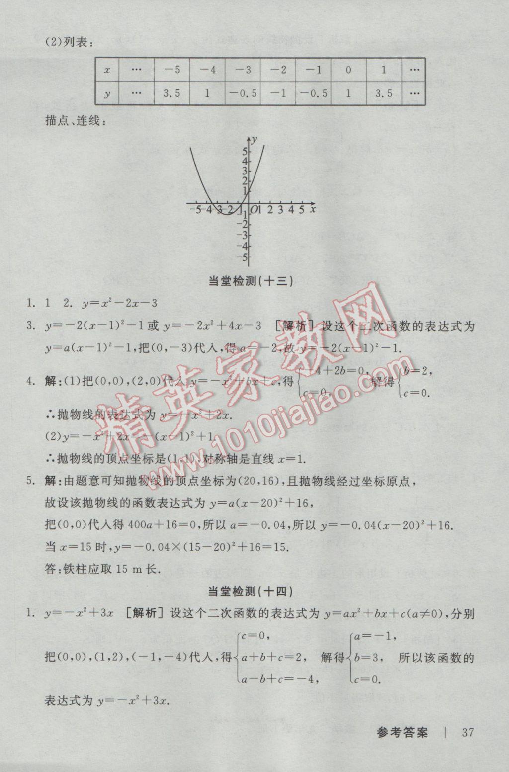 2017年全品学练考九年级数学下册北师大版 当堂检测答案第27页