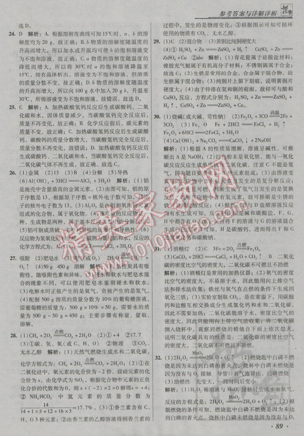 2017年授之以漁中考模擬試題匯編化學(xué)北京專版 參考答案第89頁