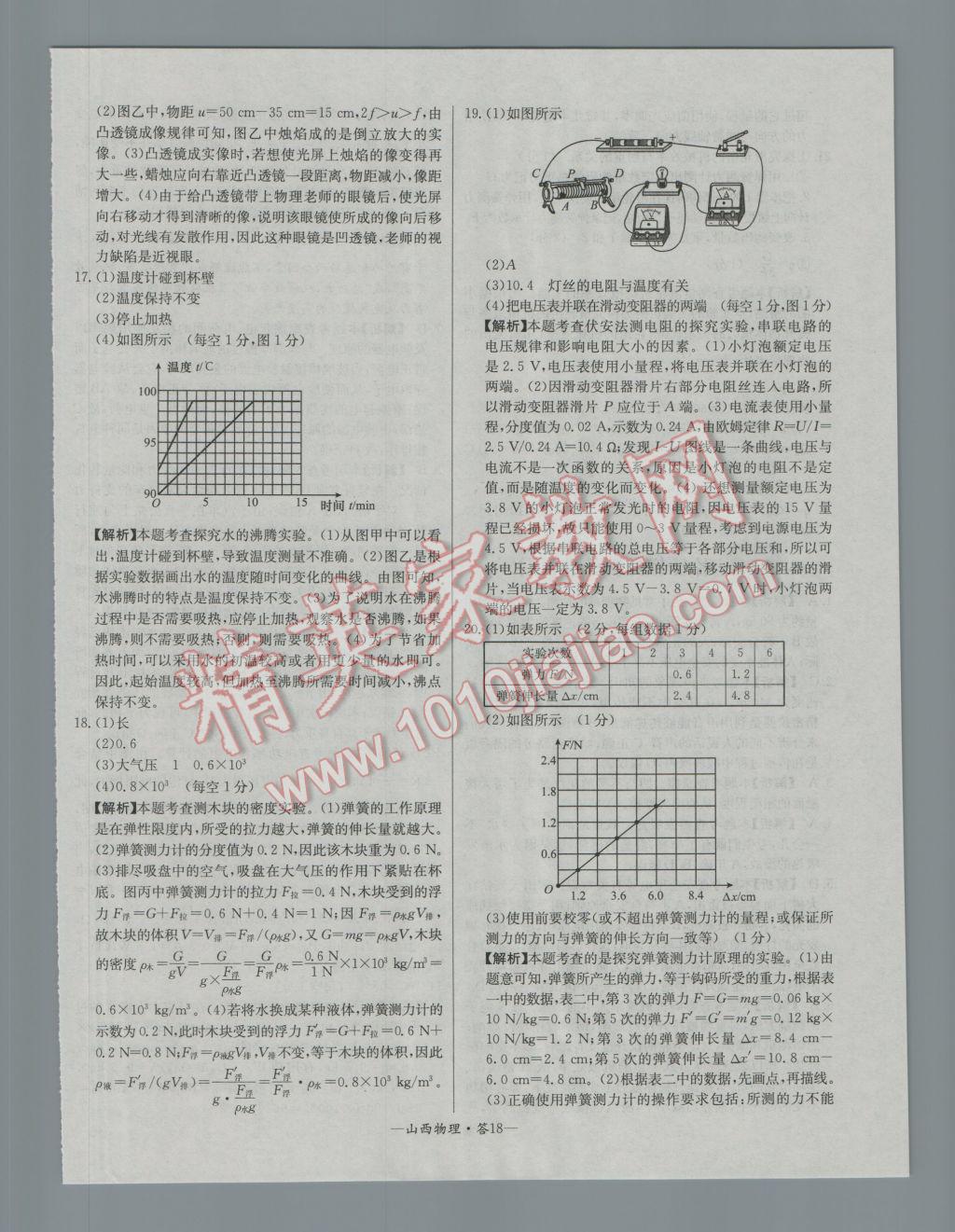 2017年天利38套山西省中考試題精選物理 參考答案第18頁