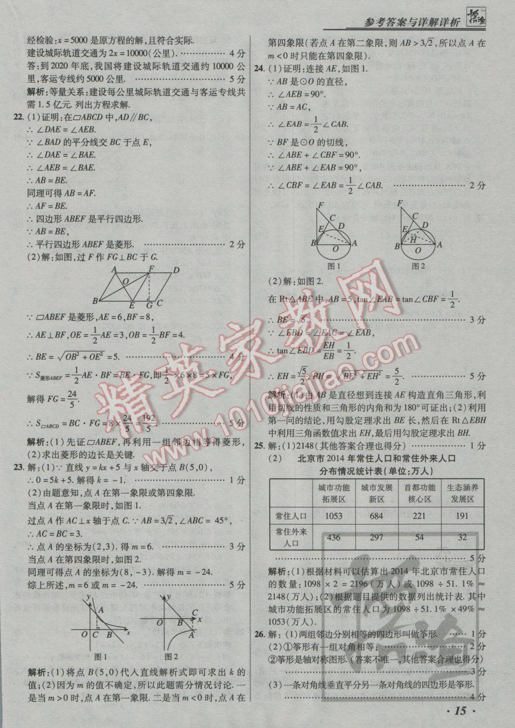 2017年授之以漁中考模擬試題匯編數(shù)學(xué)北京專版 參考答案第15頁