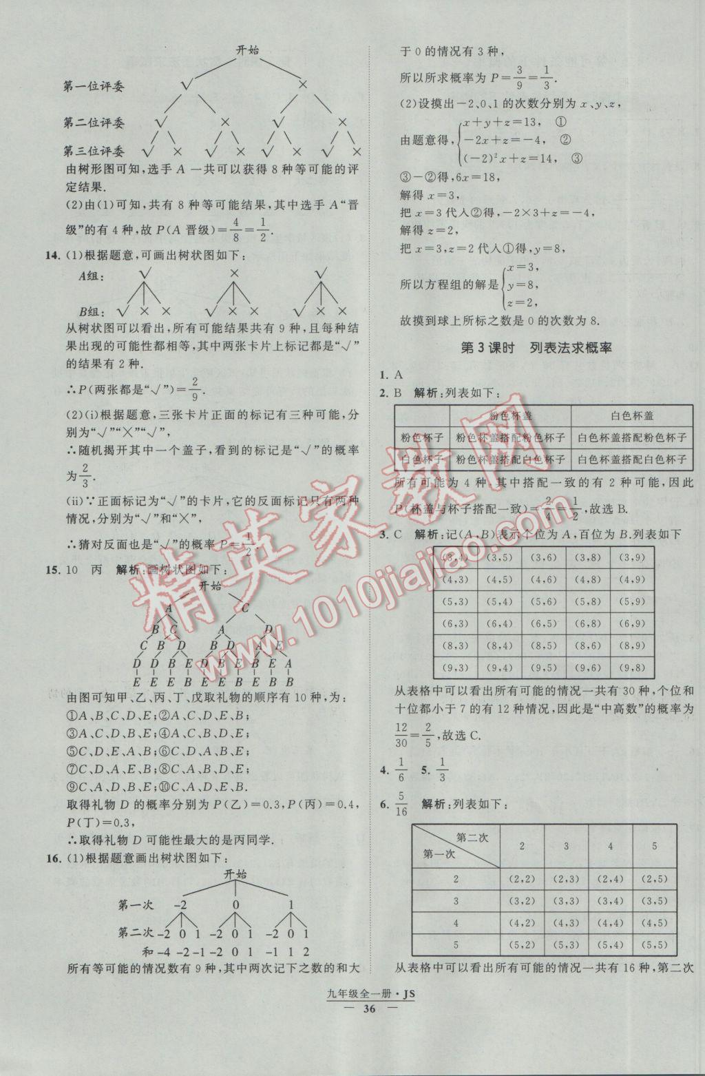 2017年經(jīng)綸學典學霸九年級數(shù)學江蘇版 參考答案第36頁