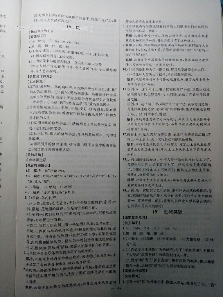 2016年同步導(dǎo)學(xué)案課時(shí)練七年級(jí)語(yǔ)文上冊(cè)人教版河北專(zhuān)版 第44頁(yè)