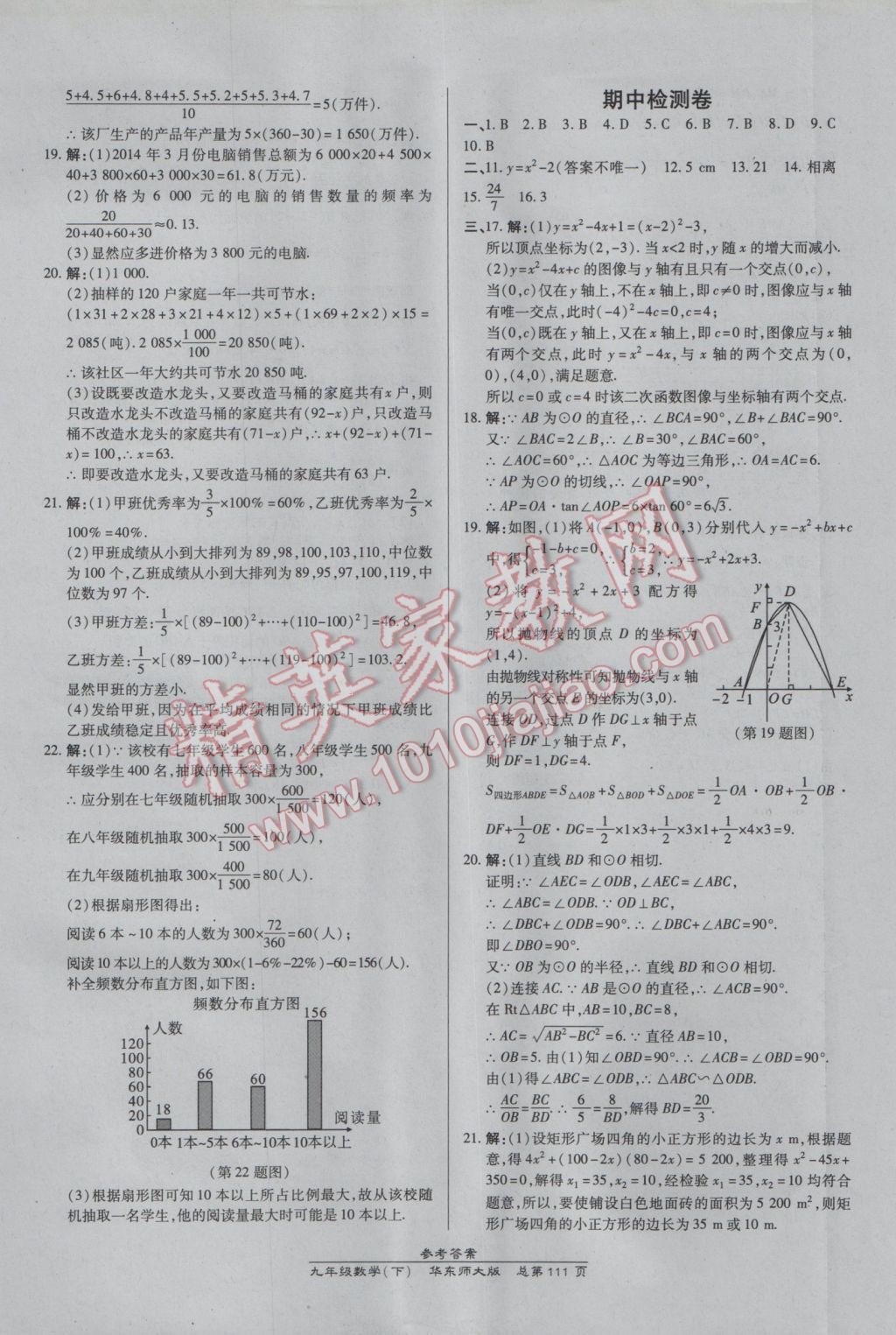 2017年高效課時(shí)通10分鐘掌控課堂九年級(jí)數(shù)學(xué)下冊(cè)華師大版 參考答案第21頁(yè)