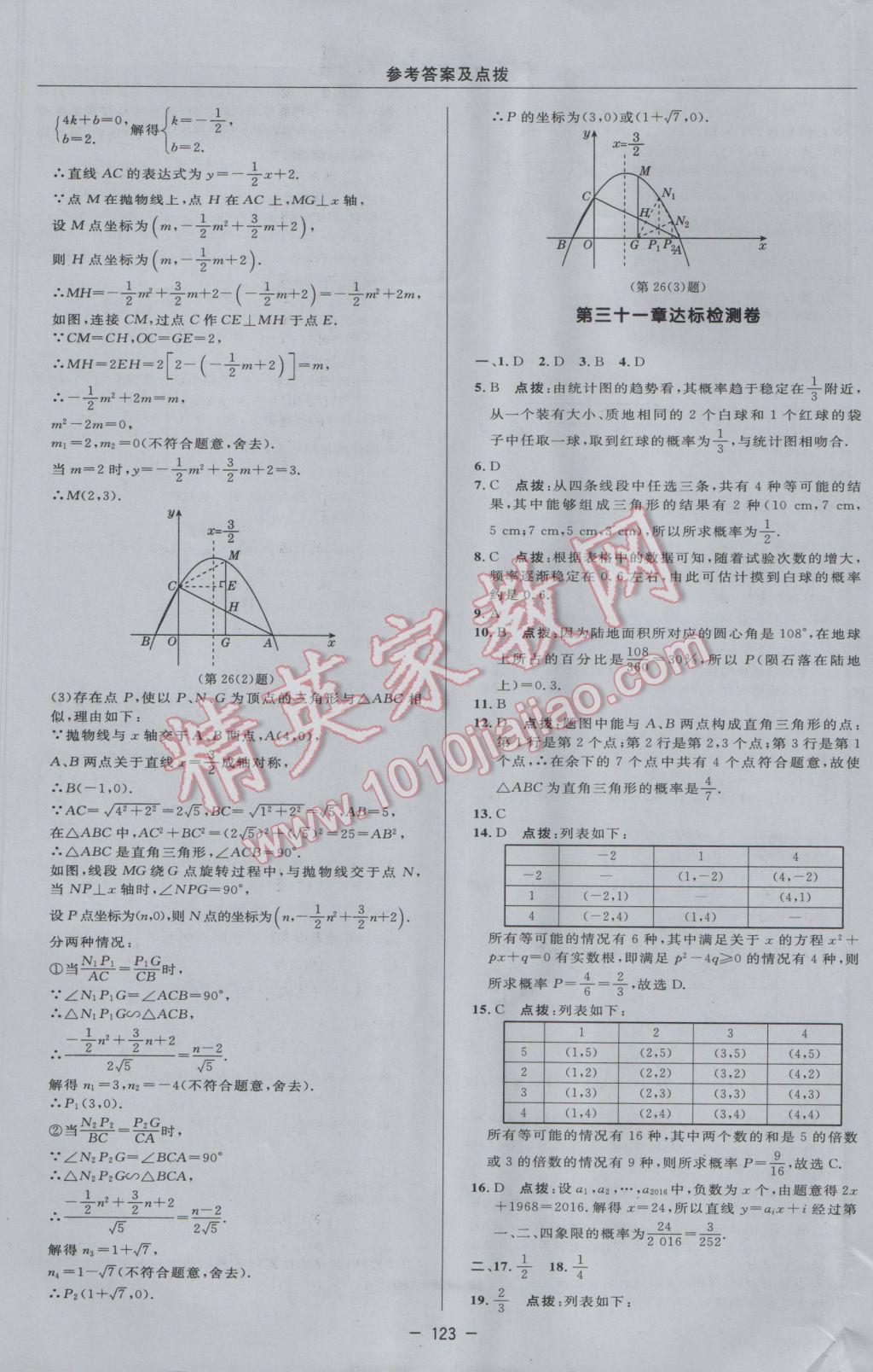 2017年综合应用创新题典中点九年级数学下册冀教版 参考答案第5页