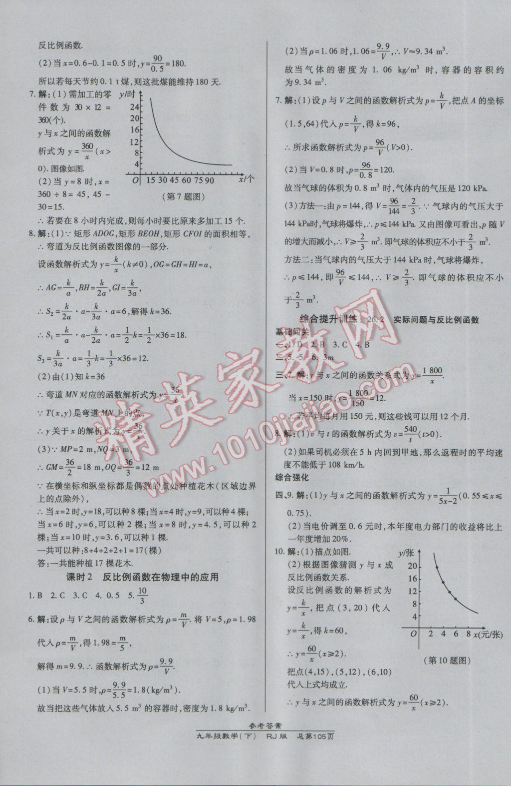 2017年高效課時(shí)通10分鐘掌控課堂九年級(jí)數(shù)學(xué)下冊(cè)人教版 參考答案第3頁