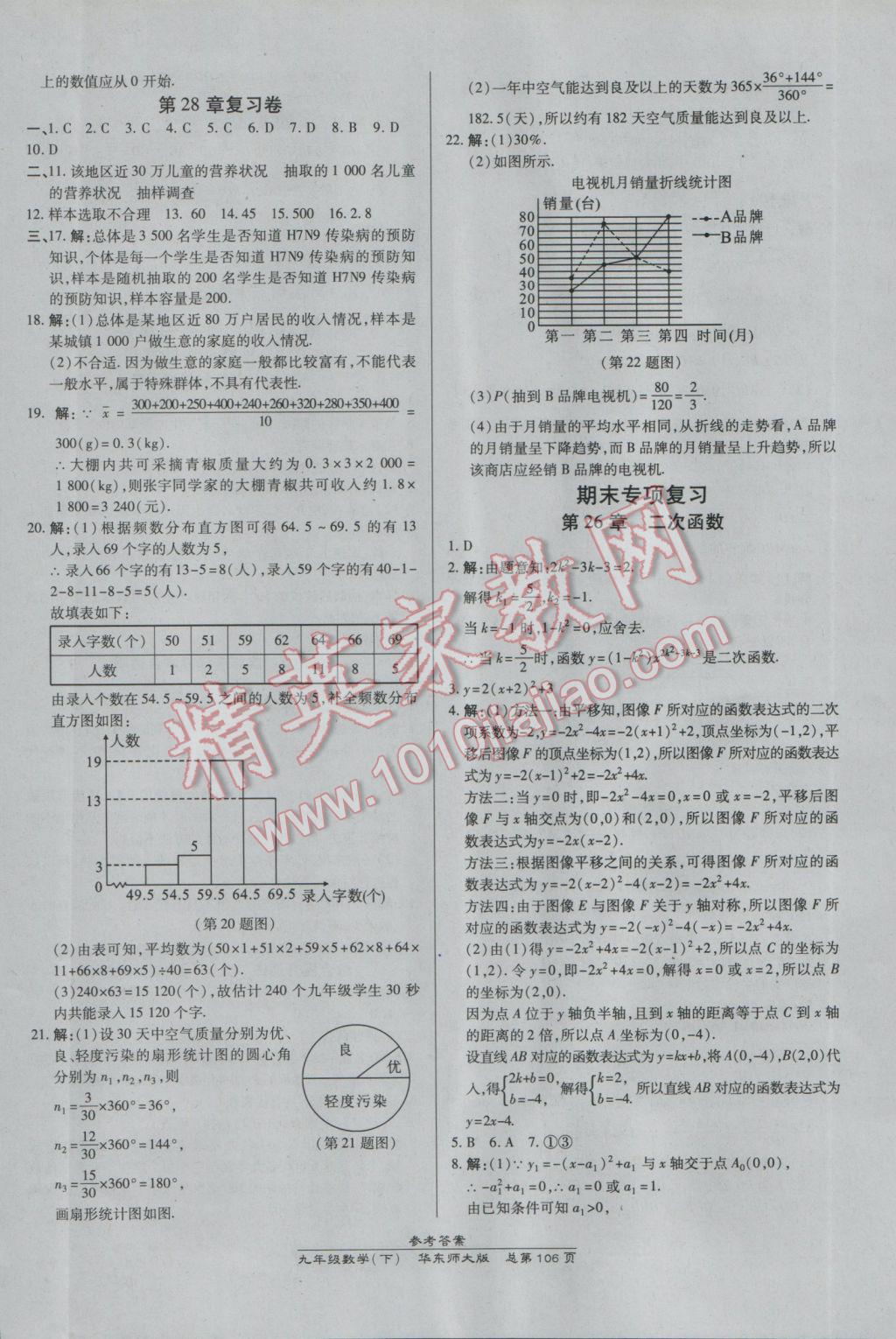 2017年高效課時通10分鐘掌控課堂九年級數(shù)學下冊華師大版 參考答案第16頁