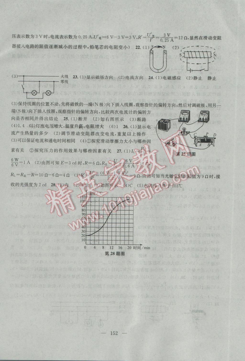 2017年金鑰匙1加1課時作業(yè)加目標(biāo)檢測九年級物理下冊江蘇版 參考答案第20頁