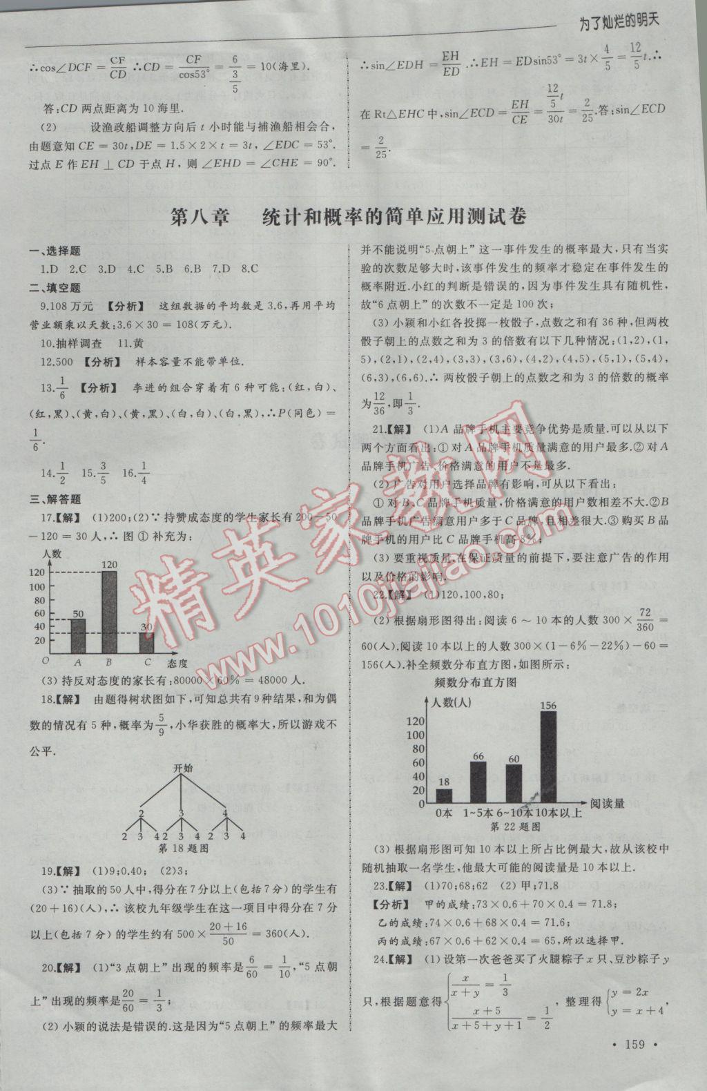 2017年為了燦爛的明天同步訓練與拓展九年級數(shù)學下冊蘇科版 參考答案第33頁