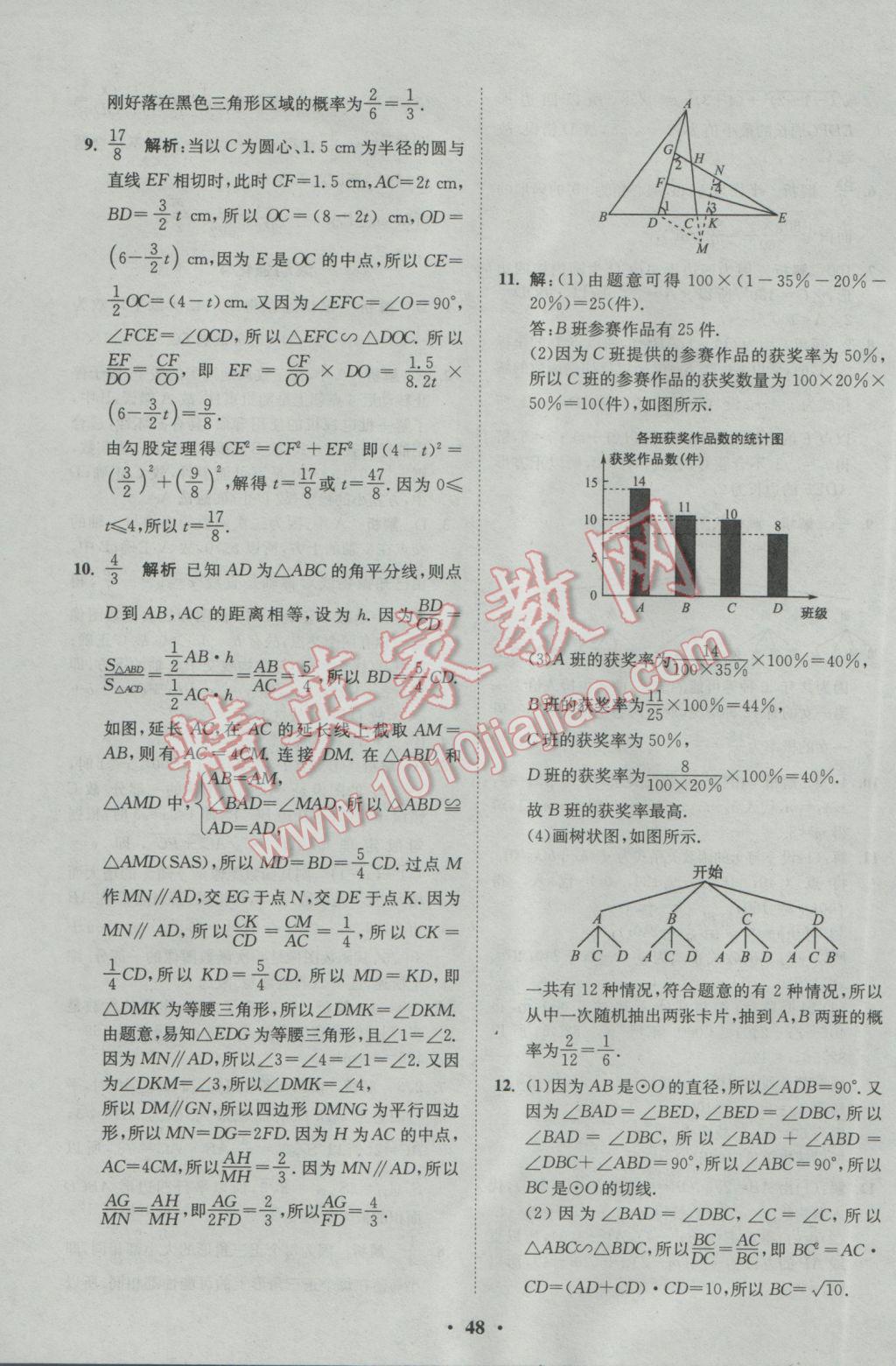 2017年初中數(shù)學(xué)小題狂做九年級下冊蘇科版基礎(chǔ)版 參考答案第48頁