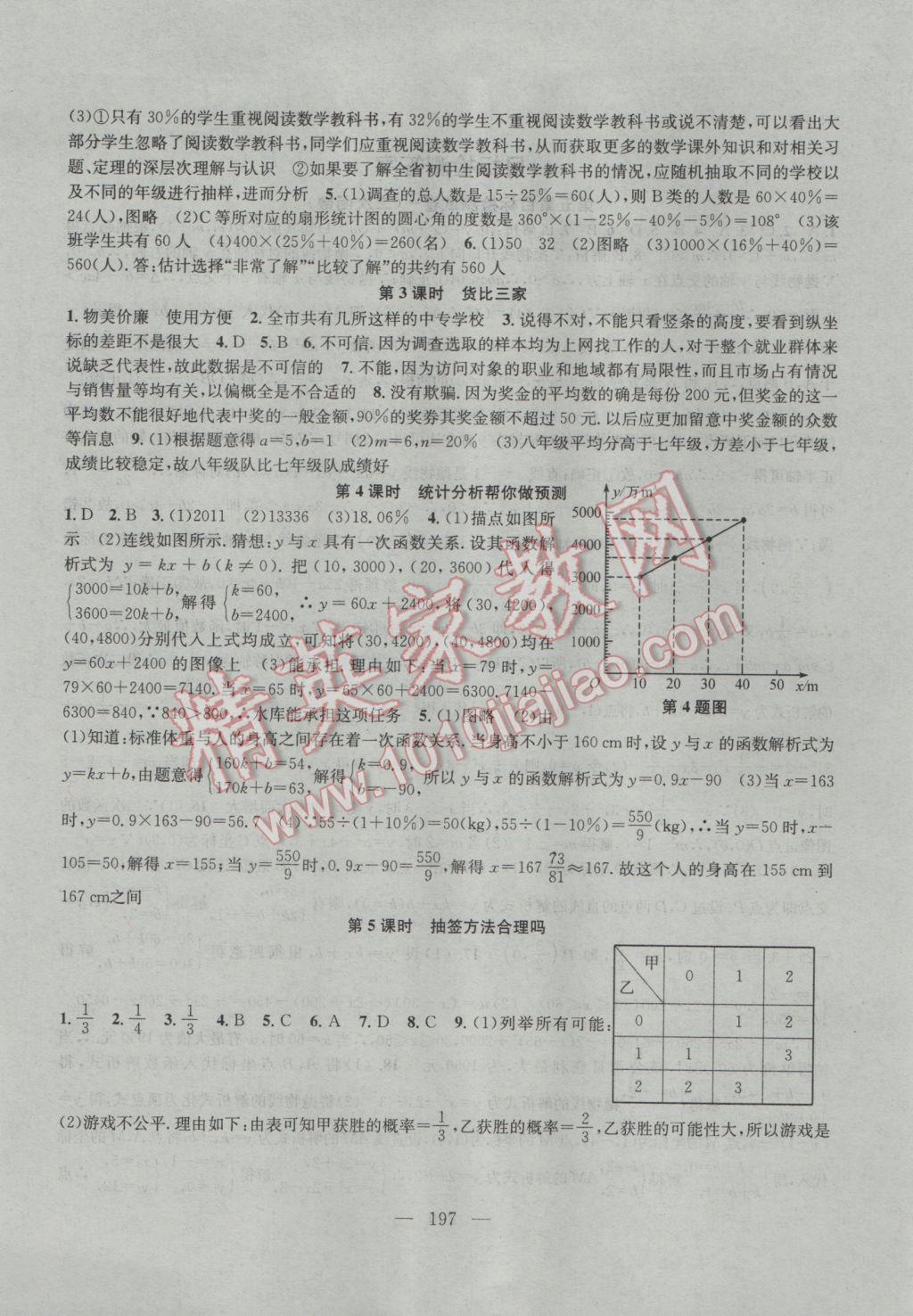 2017年金钥匙1加1课时作业加目标检测九年级数学下册江苏版 参考答案第25页