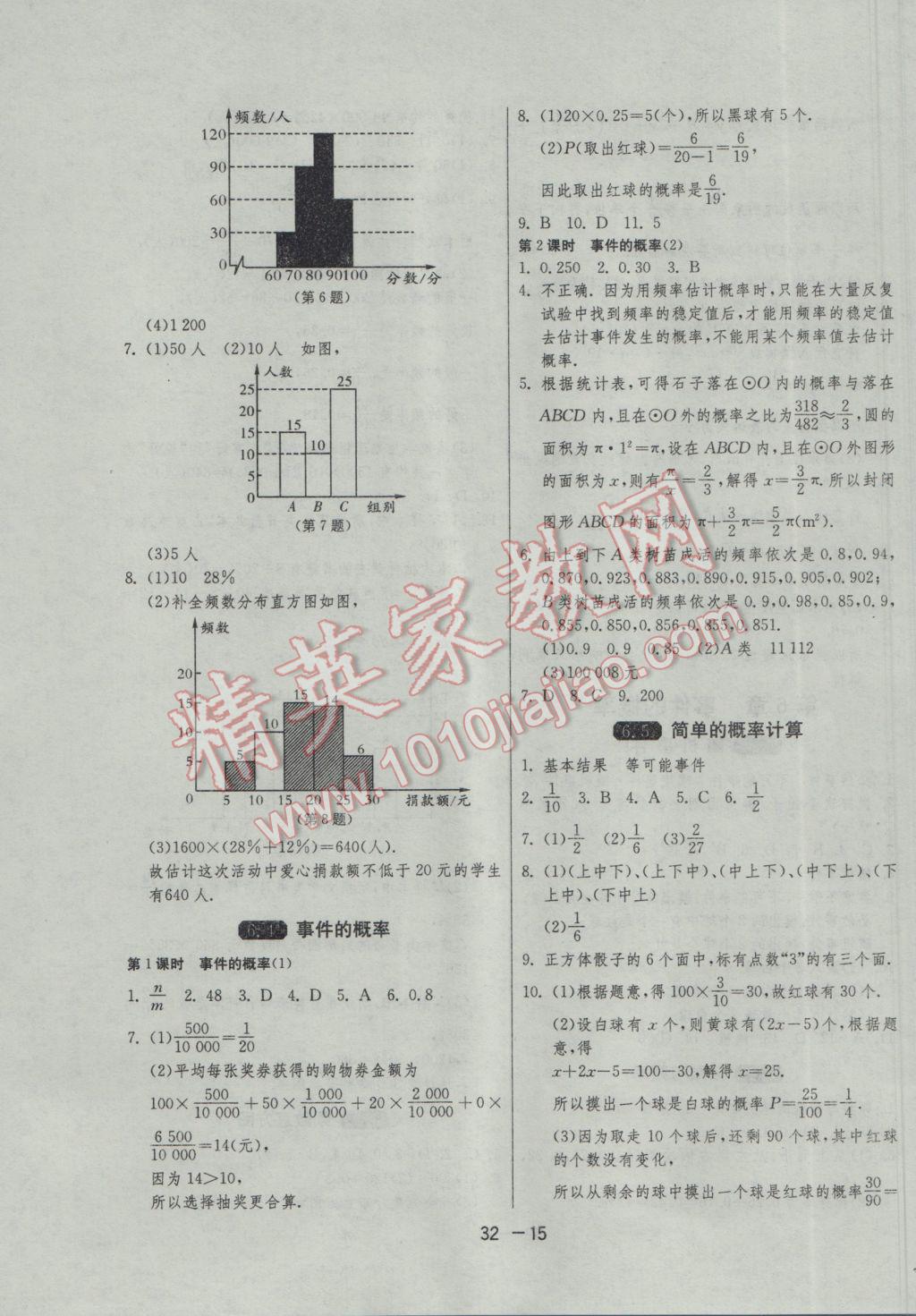 2017年1課3練單元達標(biāo)測試九年級數(shù)學(xué)下冊青島版 參考答案第15頁