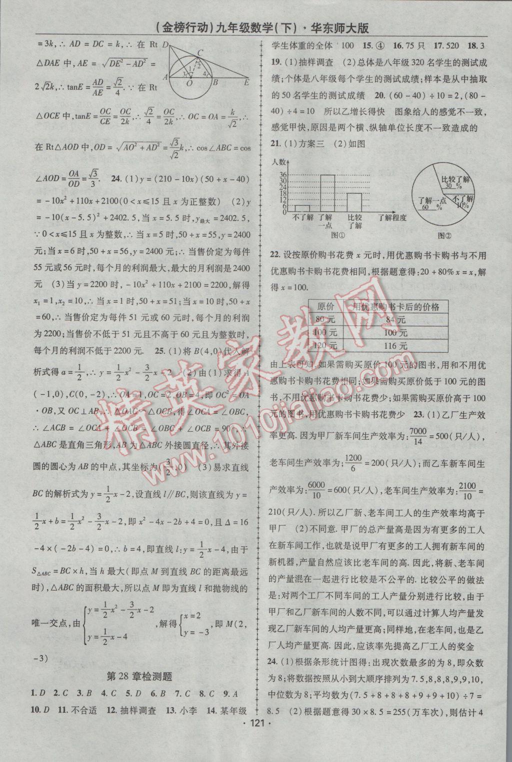 2017年金榜行動課時(shí)導(dǎo)學(xué)案九年級數(shù)學(xué)下冊華師大版 參考答案第17頁