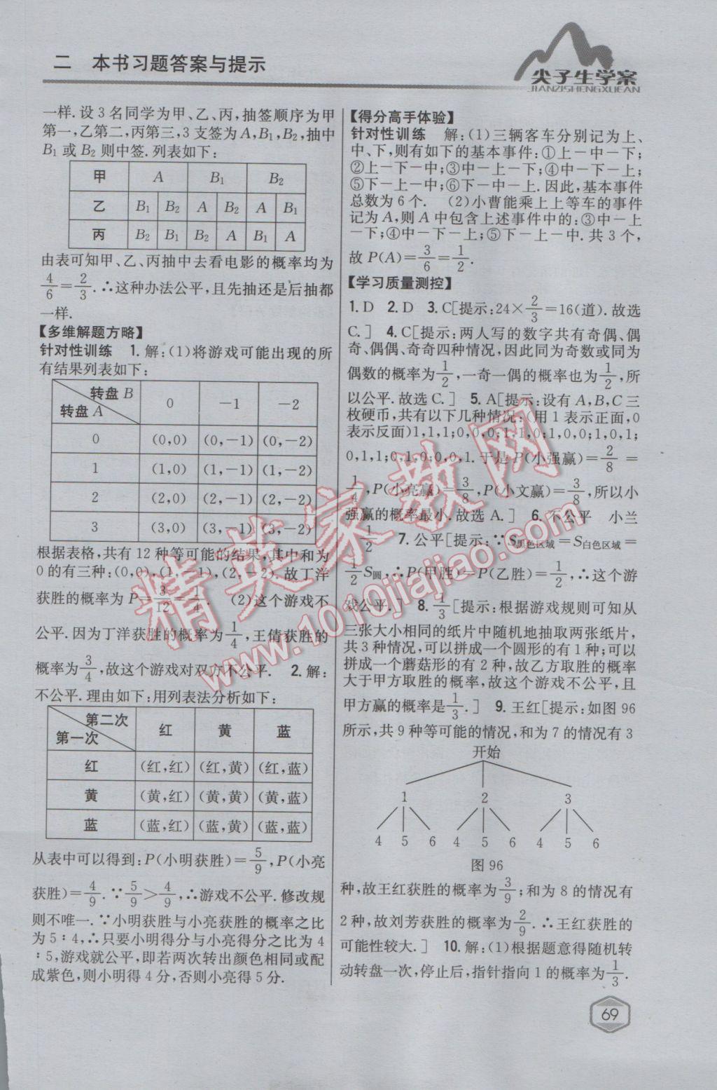 2017年尖子生學(xué)案九年級數(shù)學(xué)下冊蘇科版 參考答案第39頁