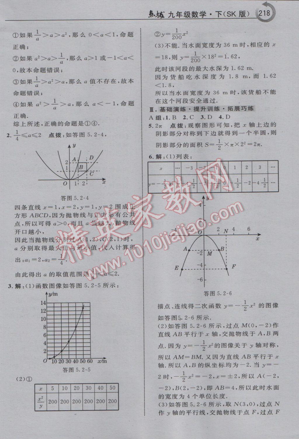 2017年特高級教師點撥九年級數(shù)學下冊蘇科版 參考答案第4頁