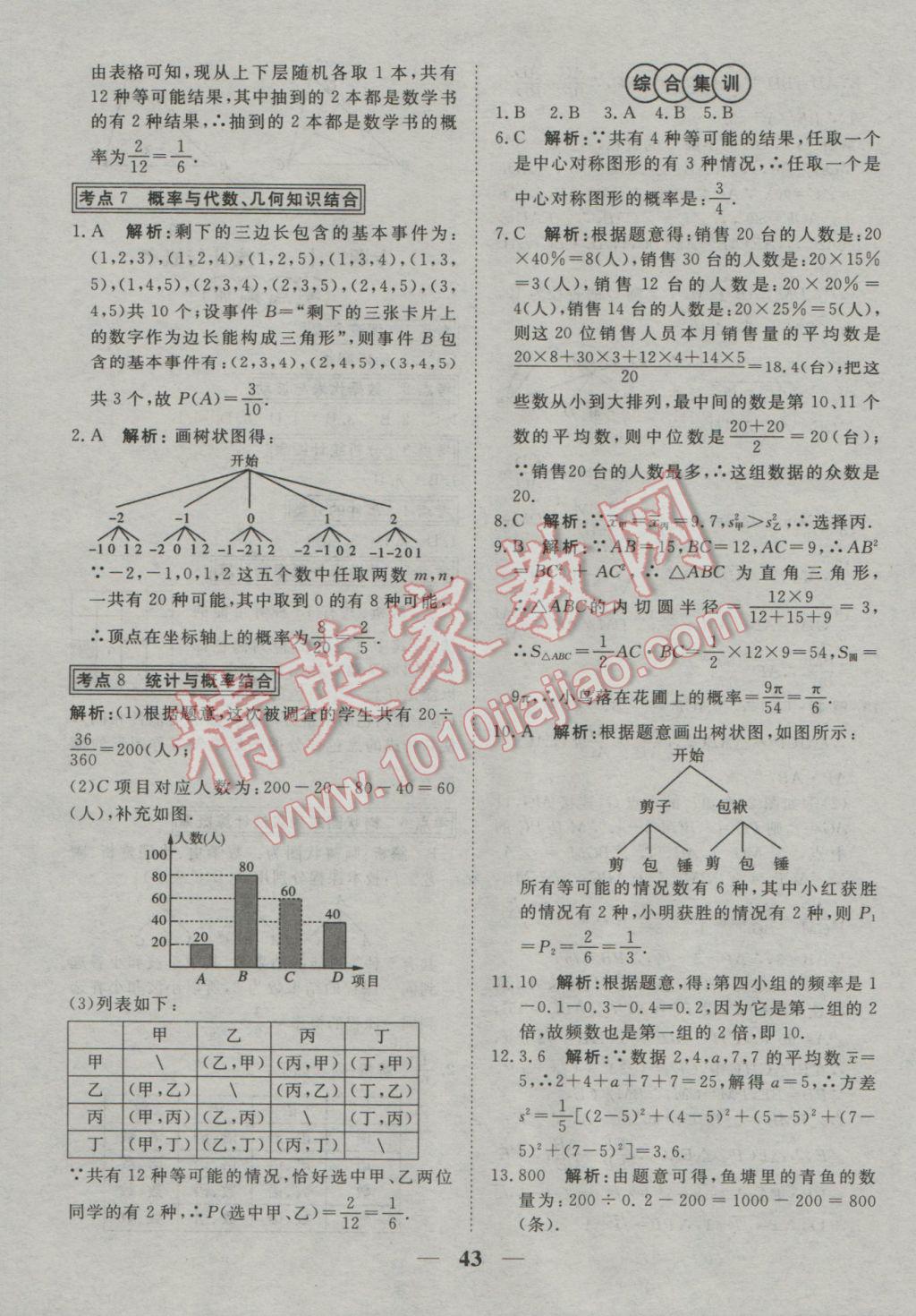 2017年中考試題專題訓(xùn)練數(shù)學(xué)河北專版 參考答案第44頁