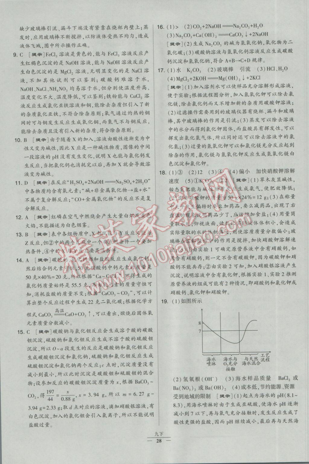 2017年經(jīng)綸學(xué)典學(xué)霸九年級(jí)化學(xué)下冊(cè)人教版 參考答案第28頁