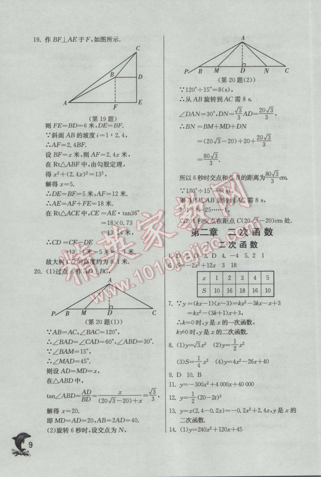 2017年實(shí)驗(yàn)班提優(yōu)訓(xùn)練九年級(jí)數(shù)學(xué)下冊(cè)北師大版 參考答案第9頁(yè)