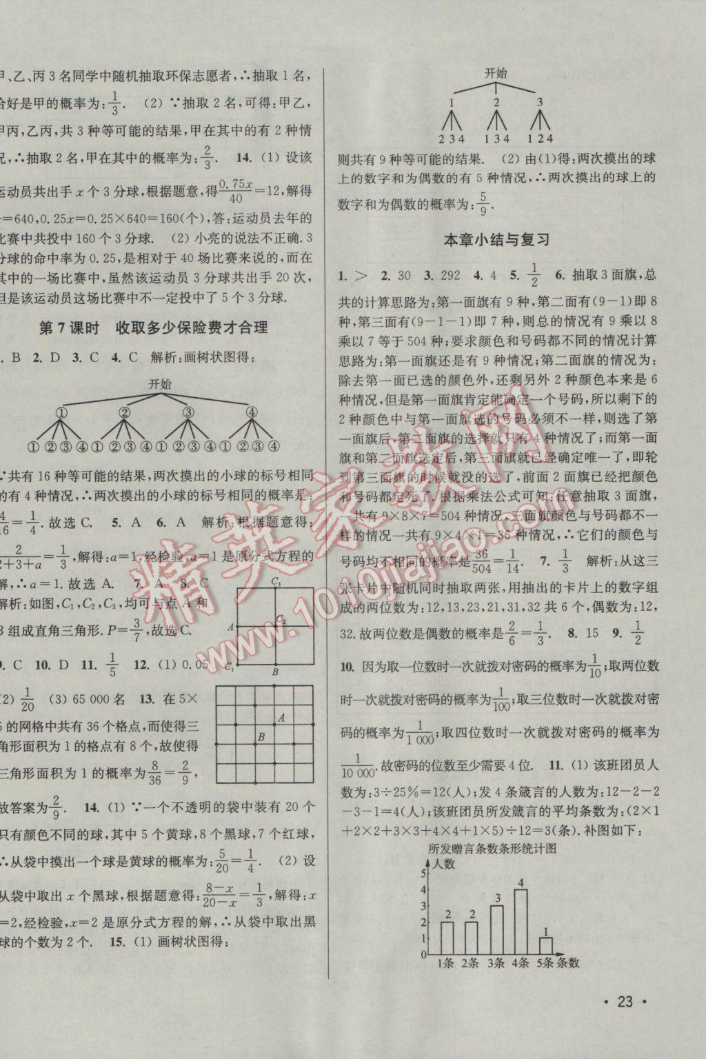 2017年百分百訓(xùn)練九年級數(shù)學(xué)下冊江蘇版 參考答案第23頁