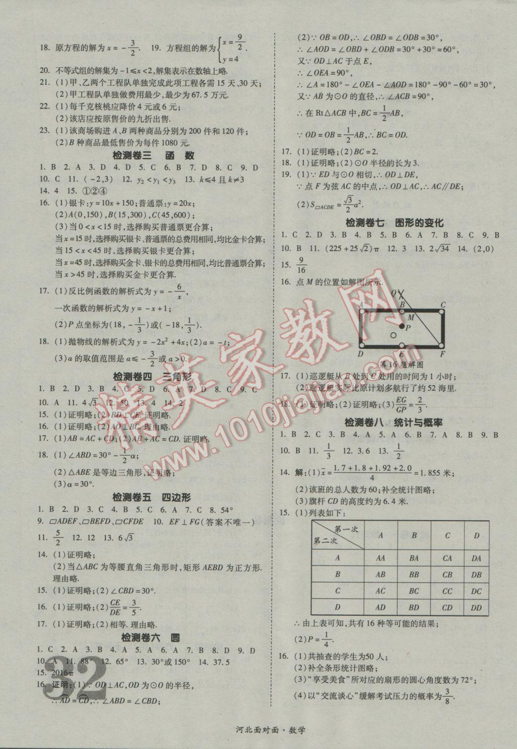 2017年河北中考面對(duì)面數(shù)學(xué) 參考答案第32頁(yè)