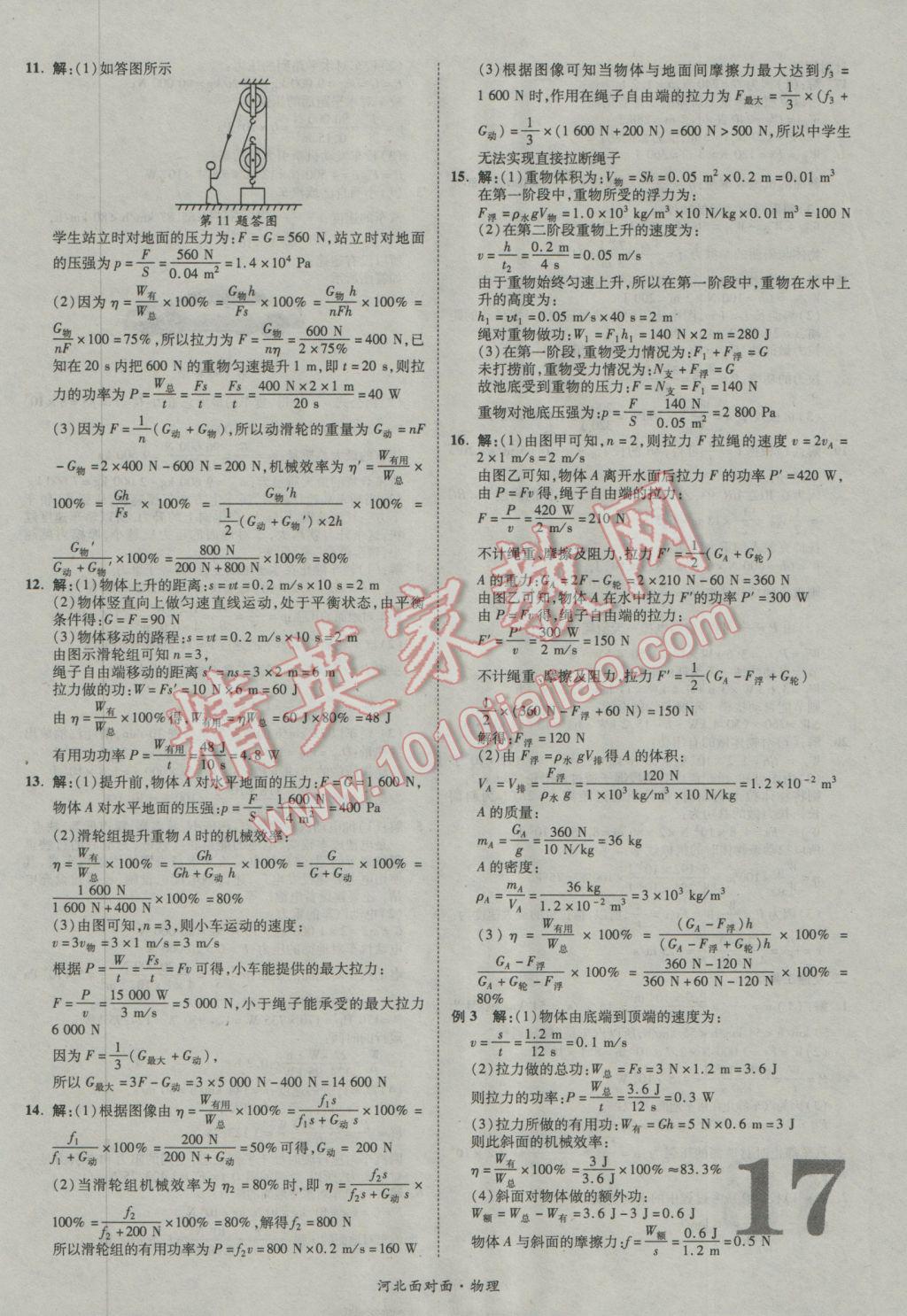 2017年河北中考面對(duì)面物理第13年第13版 參考答案第21頁(yè)