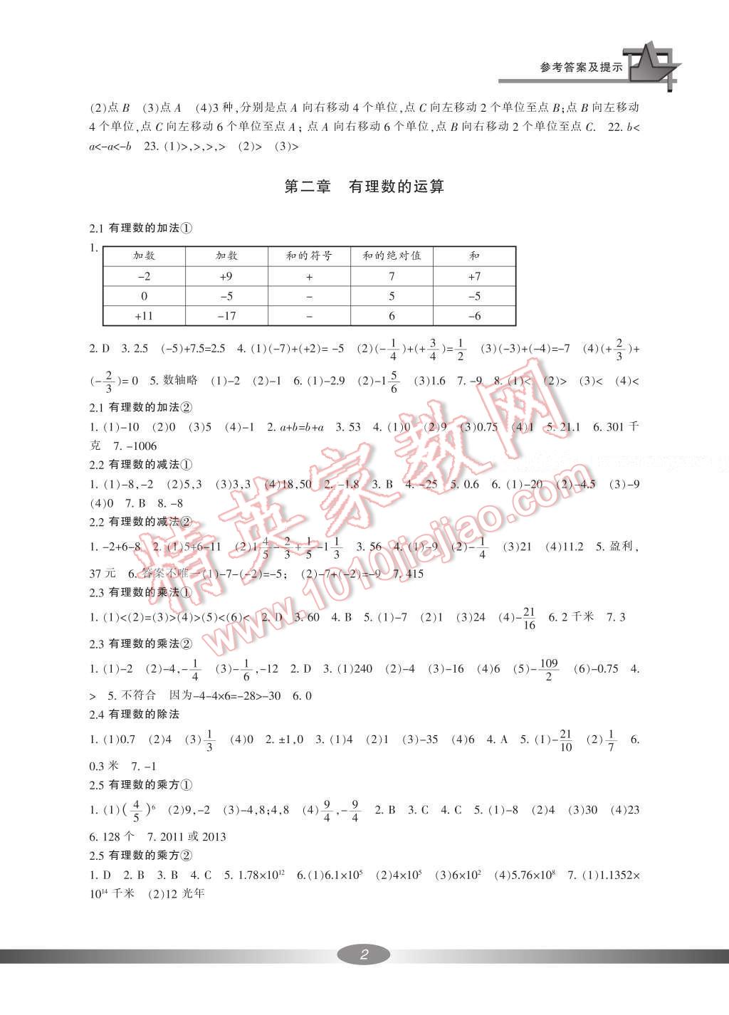 2016年新課標(biāo)學(xué)習(xí)方法指導(dǎo)叢書(shū)七年級(jí)數(shù)學(xué)上冊(cè)浙教版 參考答案第3頁(yè)